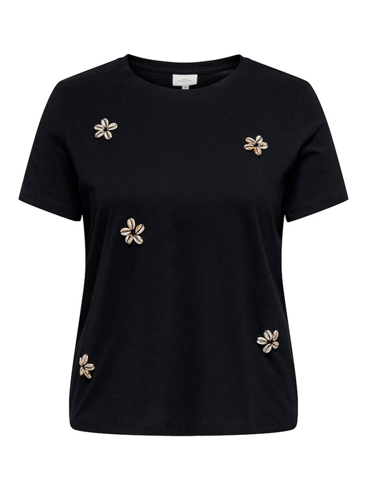 CARLENE - Sort Seashell T-shirt