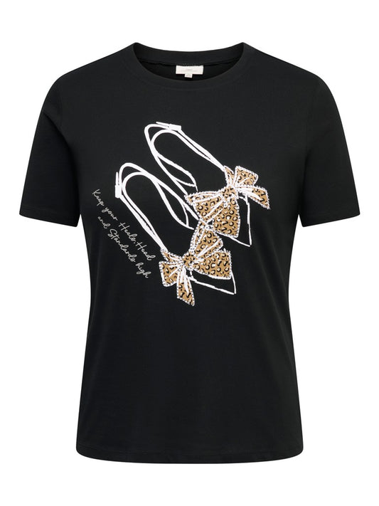 CarBeau - Kortærmet T-Shirt Med Print - Sort