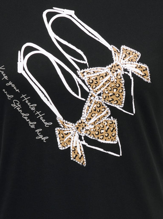 CarBeau - Kortærmet T-Shirt Med Print - Sort