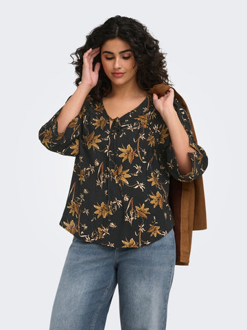 CarCamille - 3/4 Blomstret Bluse AOP