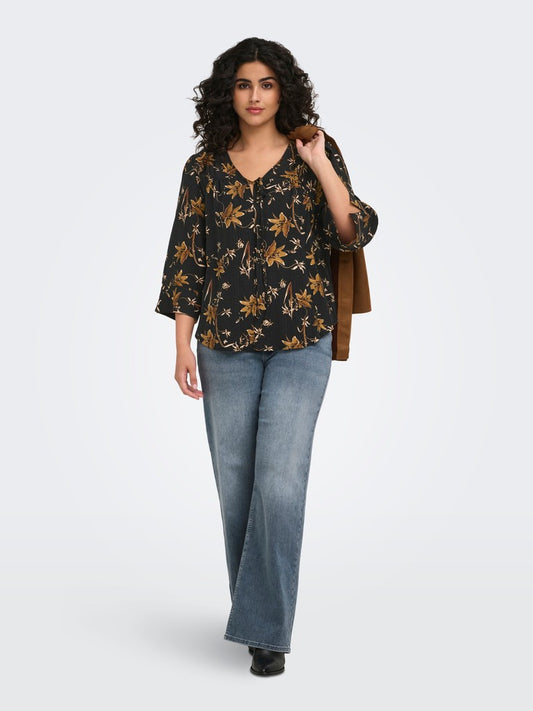 CarCamille - 3/4 Blomstret Bluse AOP