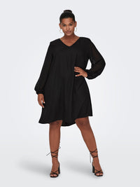 CARSUSSI LS V-NECK KNEE DRESS WVN