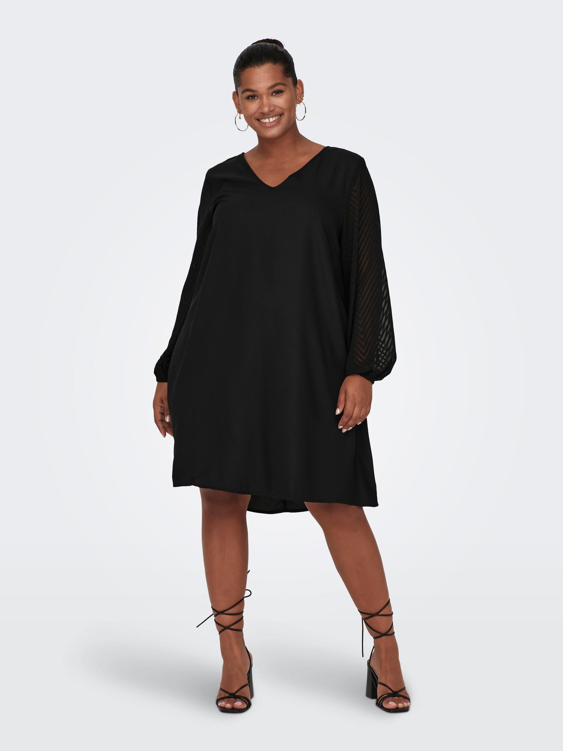 CARSUSSI LS V-NECK KNEE DRESS WVN