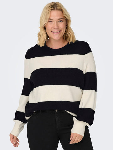 CARNEW DARIA - Stribet Strikbluse