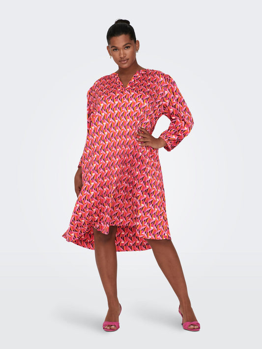 CARFIRENZO PLISSE 3/4 DRESS WVN