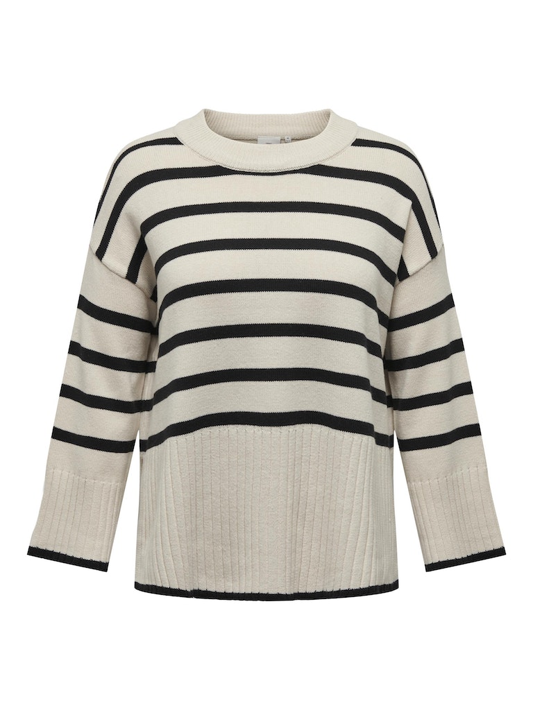 CARHELLA LS LOOSE STRIPED O-NECK KNIT