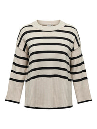 CARHELLA LS LOOSE STRIPED O-NECK KNIT