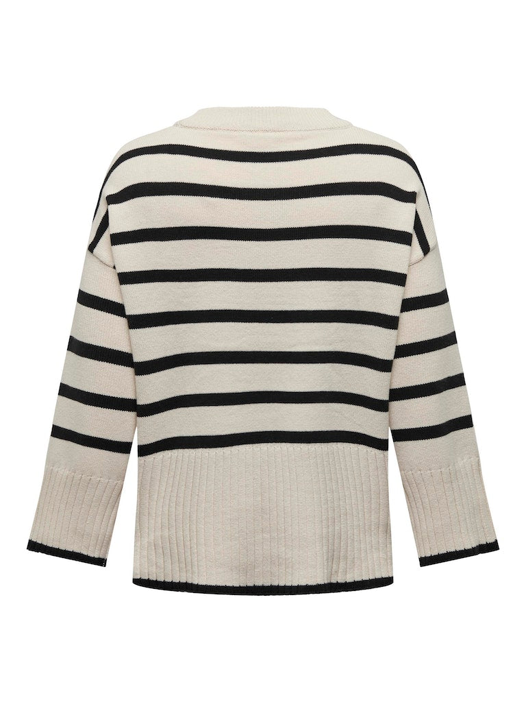 CARHELLA LS LOOSE STRIPED O-NECK KNIT