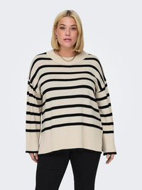 CARHELLA LS LOOSE STRIPED O-NECK KNIT