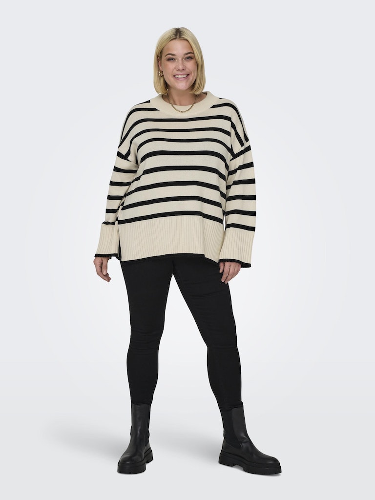 CARHELLA LS LOOSE STRIPED O-NECK KNIT