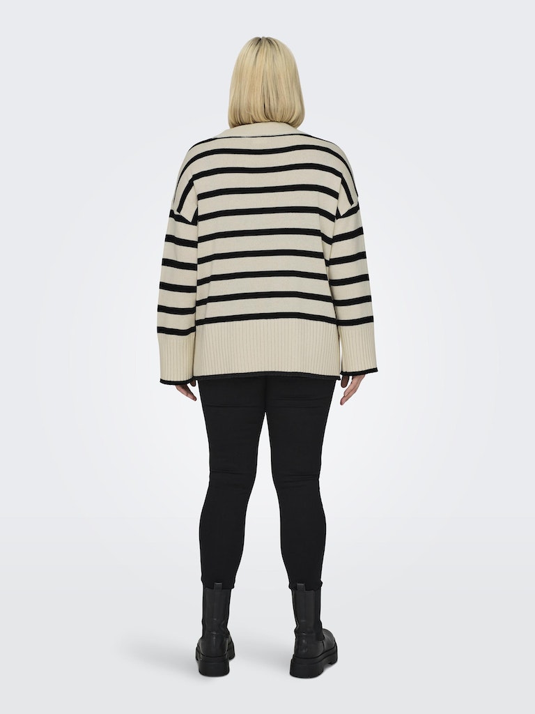 CARHELLA LS LOOSE STRIPED O-NECK KNIT