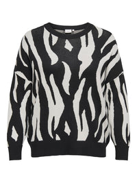 CARMONTANA ZEBRA LOOSE O-NECK KNIT