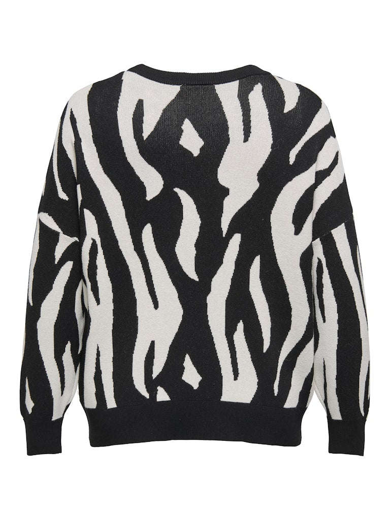 CARMONTANA ZEBRA LOOSE O-NECK KNIT