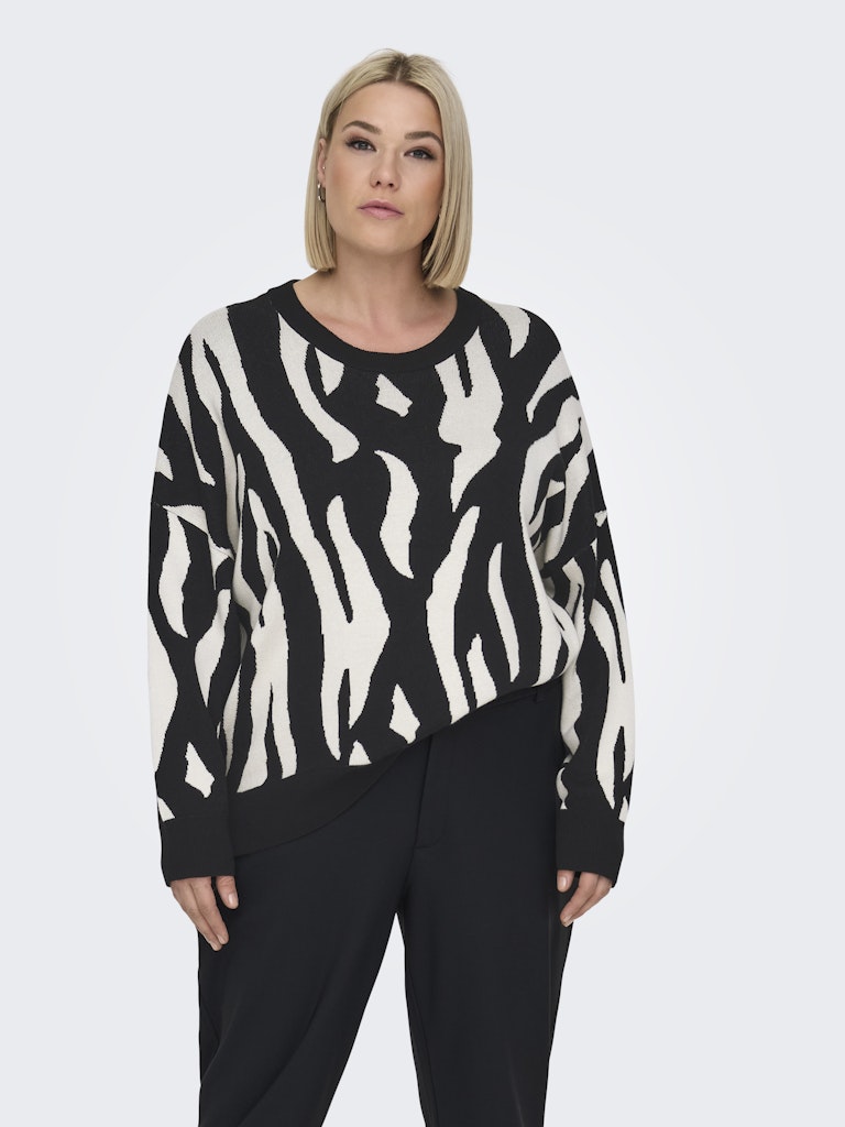 CARMONTANA ZEBRA LOOSE O-NECK KNIT