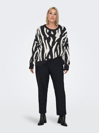 CARMONTANA ZEBRA LOOSE O-NECK KNIT