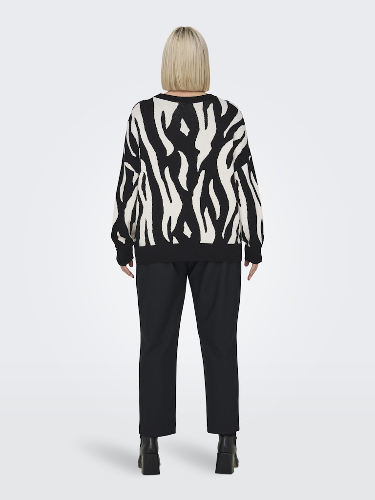 CARMONTANA ZEBRA LOOSE O-NECK KNIT