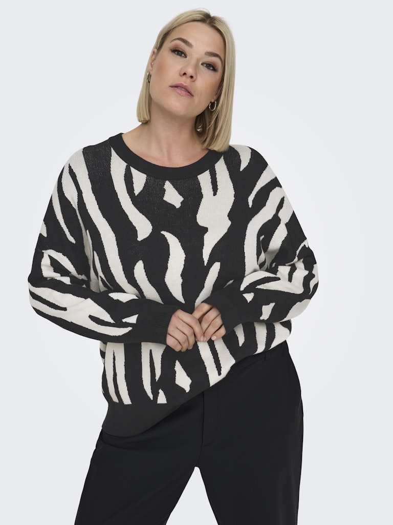 CARMONTANA ZEBRA LOOSE O-NECK KNIT