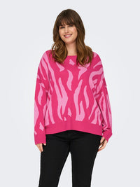 CARMONTANA ZEBRA LOOSE O-NECK KNIT