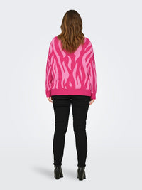 CARMONTANA ZEBRA LOOSE O-NECK KNIT