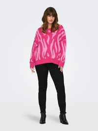 CARMONTANA ZEBRA LOOSE O-NECK KNIT