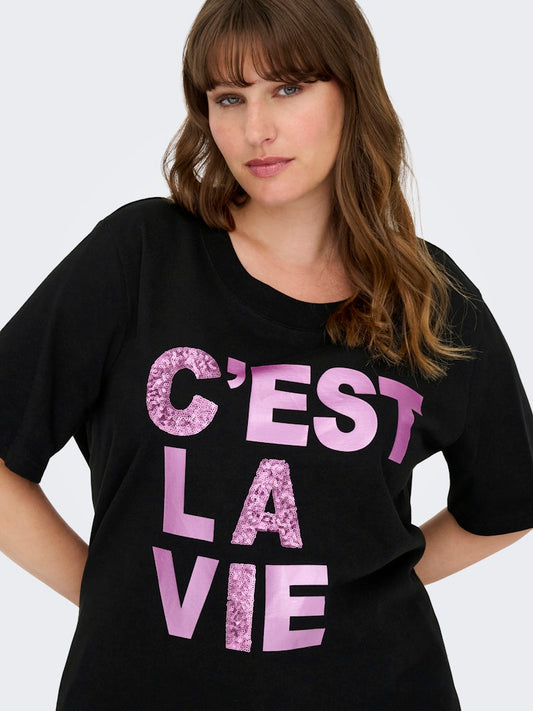 CarArriri - T-shirt med Pailletter / Rhinsten