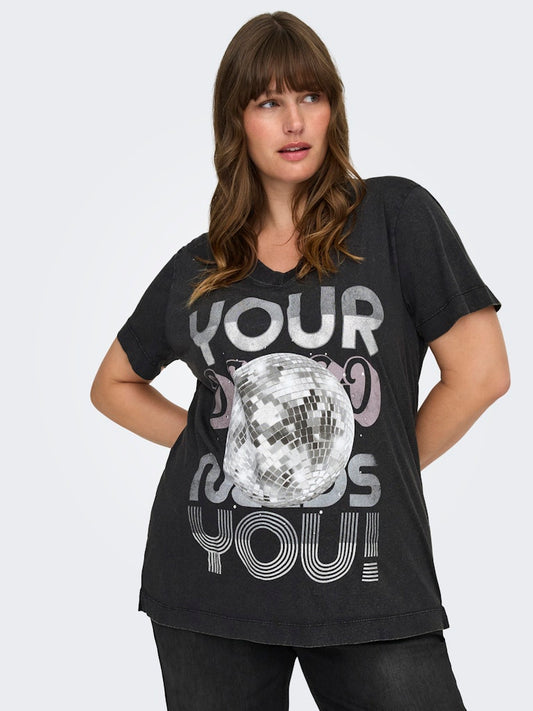 CarMille - T-shirt med Sølvprint