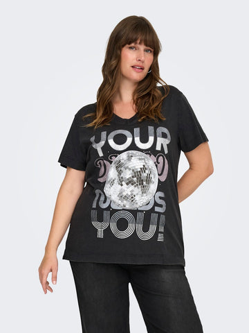 CarMille - T-shirt med Sølvprint