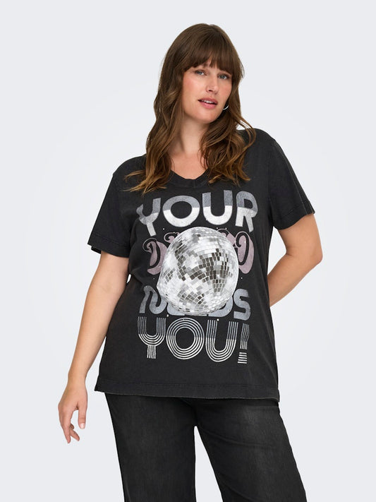 CarMille - T-shirt med Sølvprint