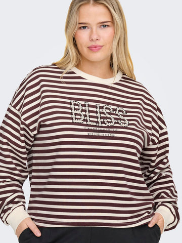 CarLiza - Stribet Bluse med Perler