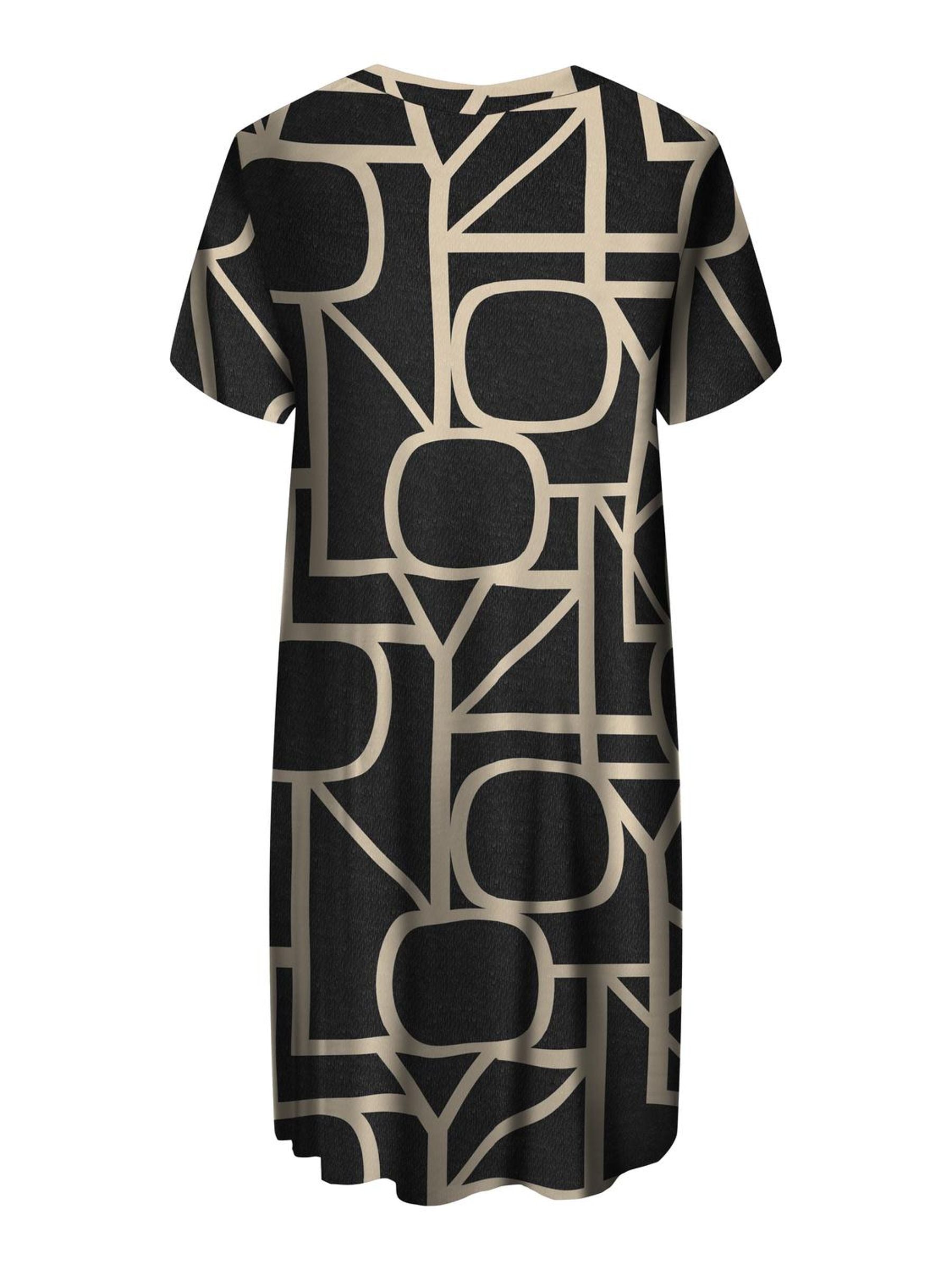 CARFYRLA S/S V-NECK BLK AOP DRESS