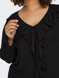 CARCLARISA V-NECK FRILL L/S TOP