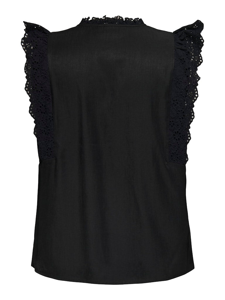 CARCARLENE S/L LACE FRILL TOP