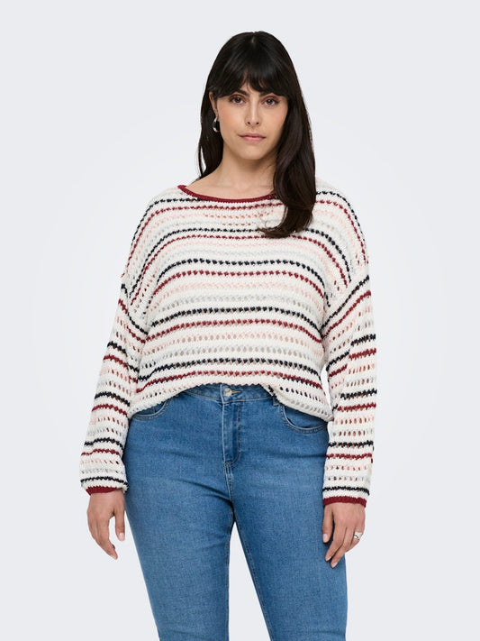 CarGenna - Strikbluse med Hulmønster
