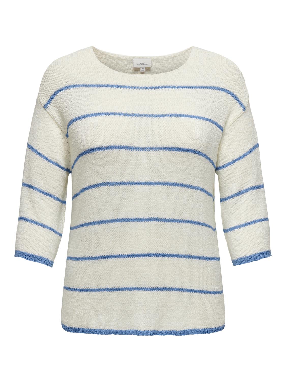 CARGEENA 3/4 STRIPE V-NECK KNT