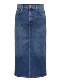 CARANN LONG SLIT SKIRT DENIM