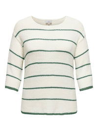 CARGEENA 3/4 STRIPE V-NECK KNIT