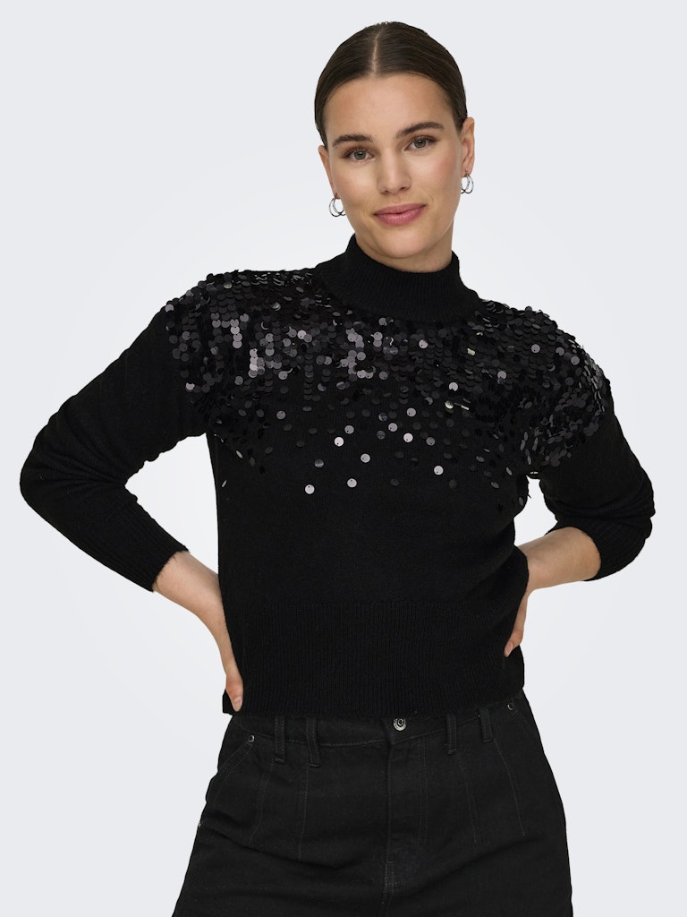 CARALBA LS SEQUINS HIGH NECK KNIT