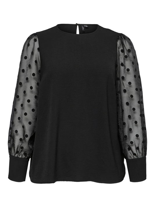 VmsCalva - Bluse med Mesh-ærmer