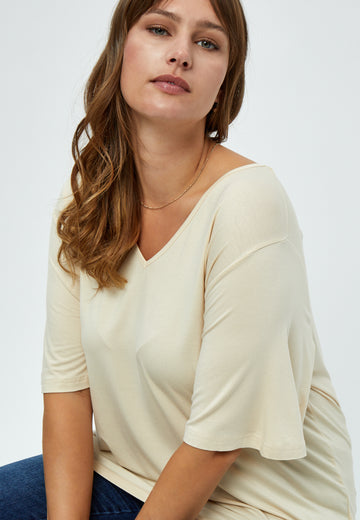 PeRosalinda Rosebell - Bluse med V-hals