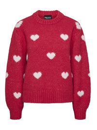 PCRINA LS O-NECK HEART KNIT