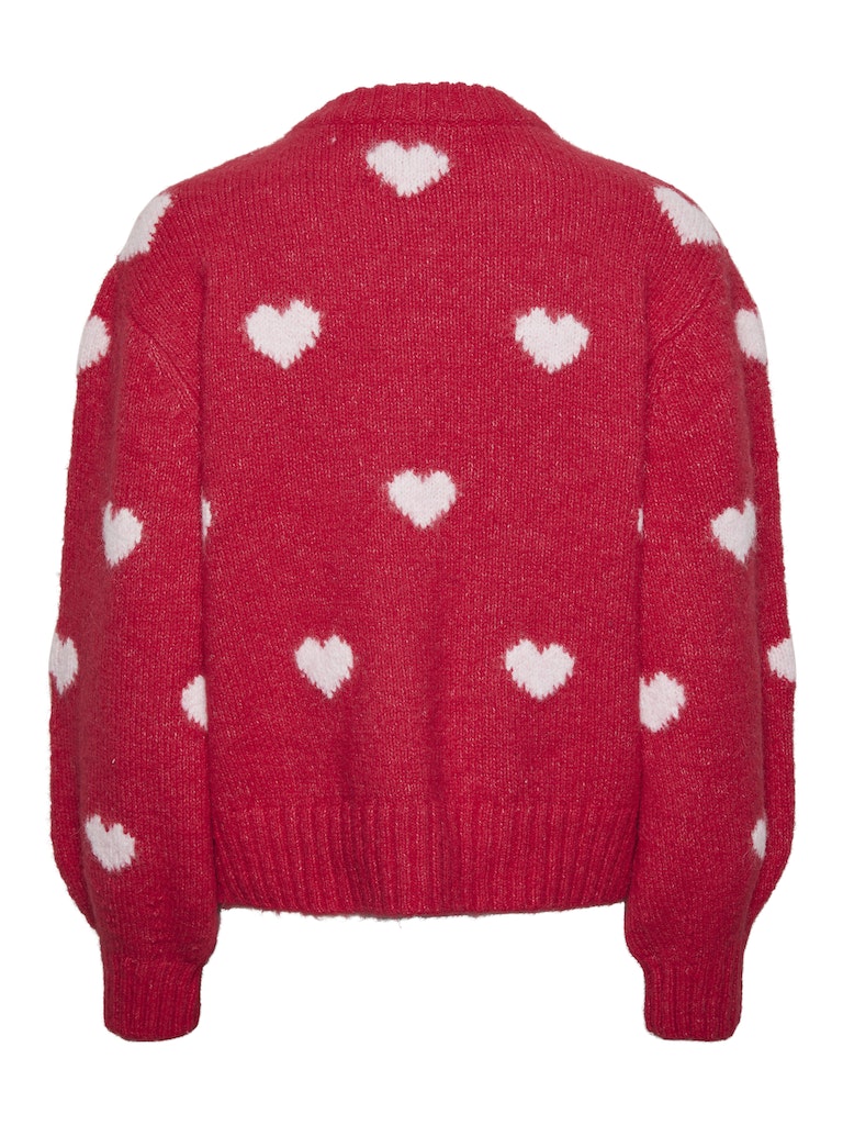 PCRINA LS O-NECK HEART KNIT