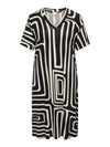 Carfyrlas s s v-neck blk allover kjole