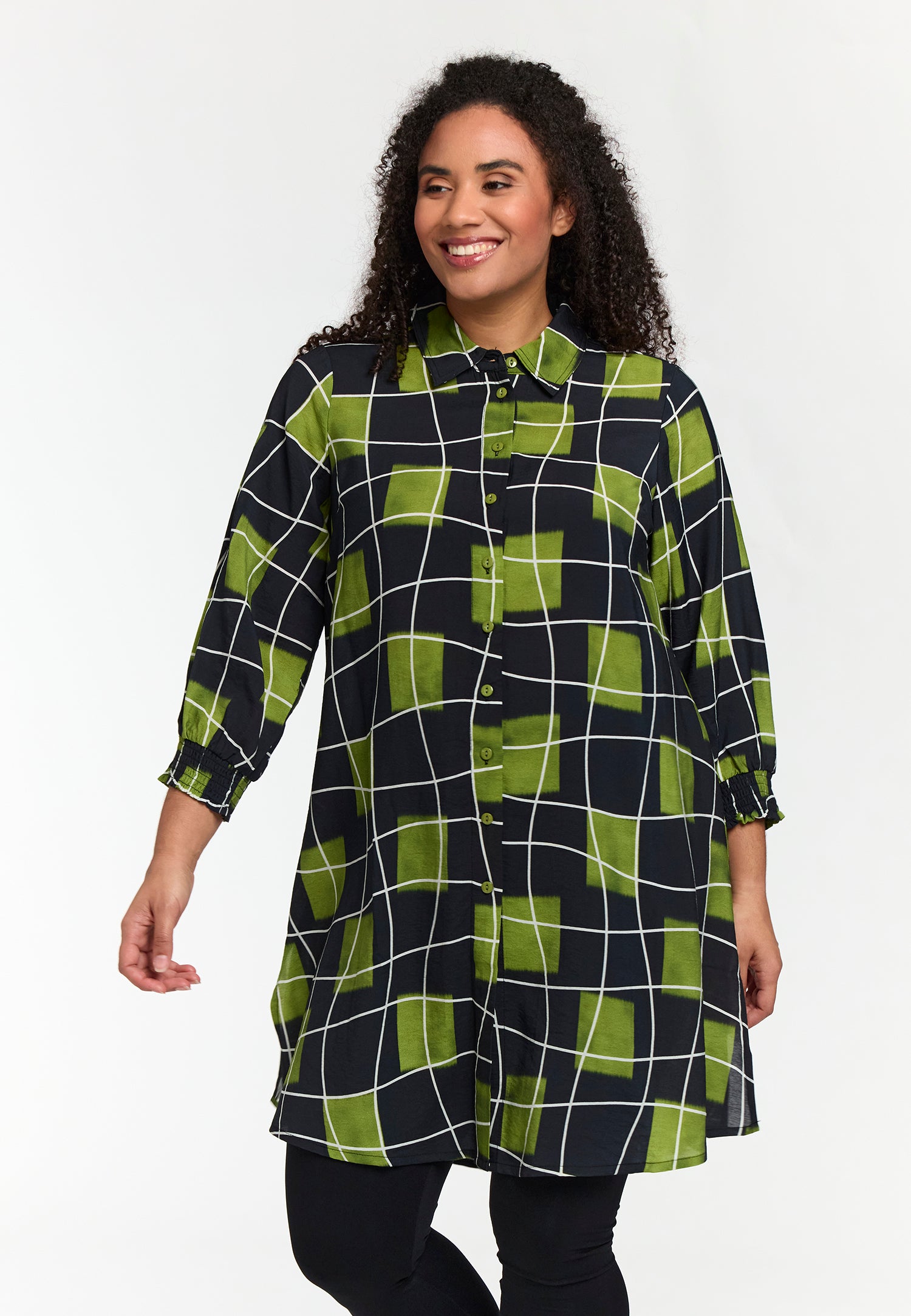 Grøn plus size skjorte