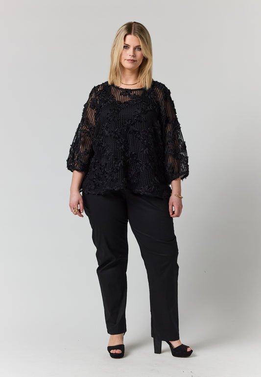 StNinette - Bluse med Påsyede Blomster