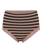 TsISA - Stripe dark rib midi panties lace