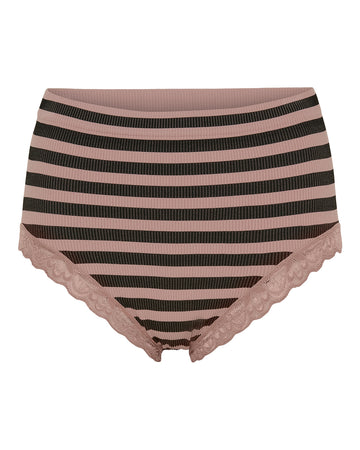 TsISA - Stripe dark rib midi panties lace