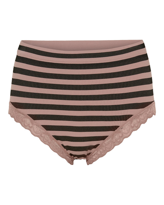 TsISA - Stripe dark rib midi panties lace