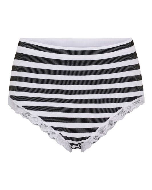 TsISA - Stripe dark rib midi panties lace