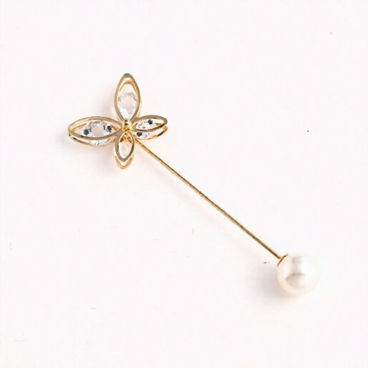 TSButterfly Pearl - Guldbelagt Broche