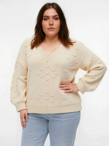 VmcKaia - Strikbluse med V-hals